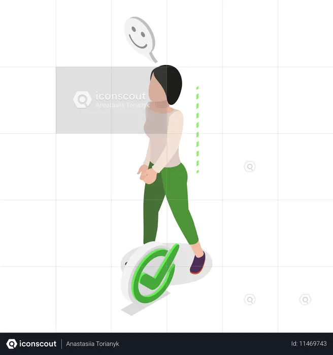 Girl with Proper Posture for Walking to Reduce Strain  Illustration