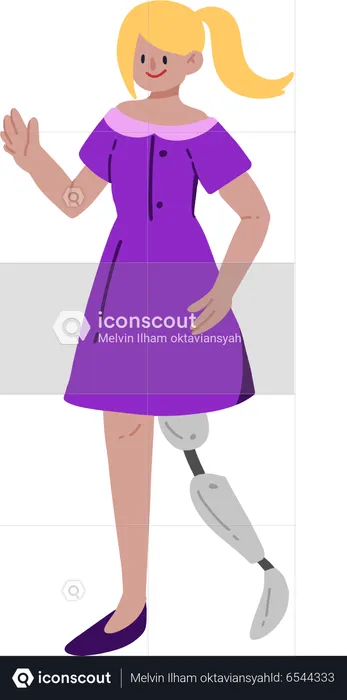 Girl With Prosthetic Leg  Illustration