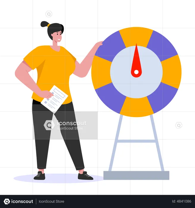 Girl with Roulette Gambling  Illustration
