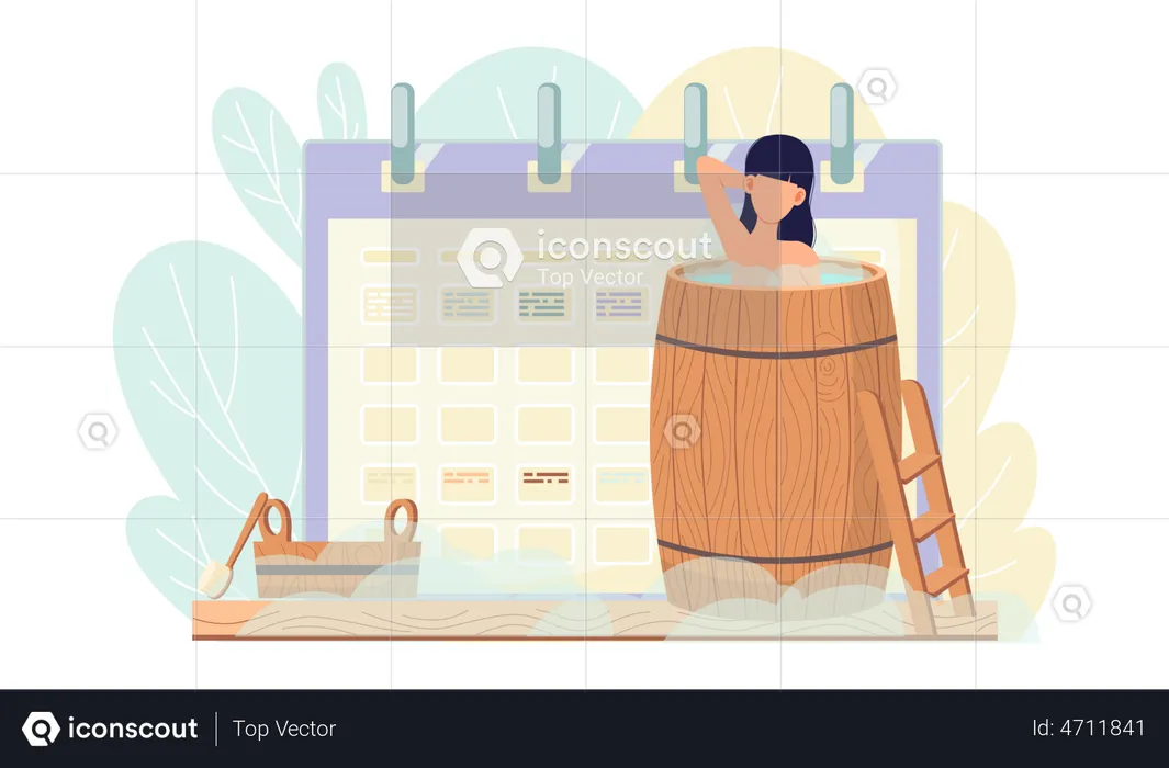 Girl with sauna appointment  Illustration