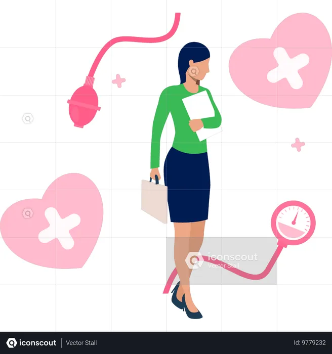 Girl with secure and healthy heart  Illustration