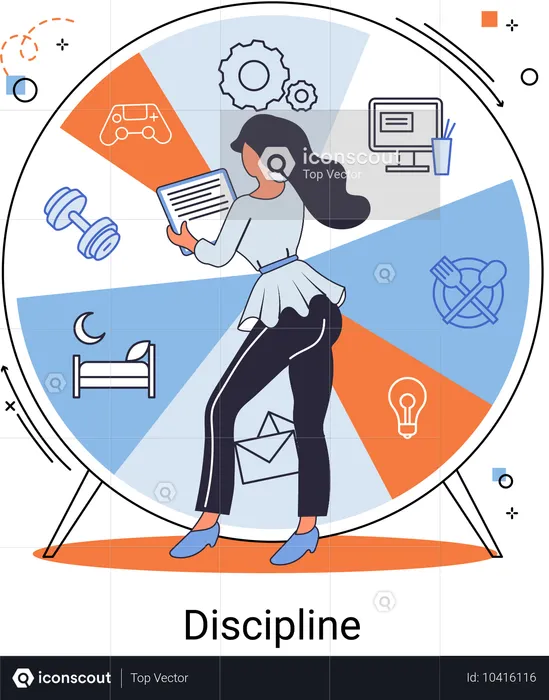 Girl with Self discipline and motivation  Illustration