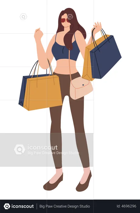 Girl with shopping bag  Illustration