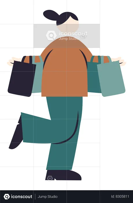 Girl with Shopping bags  Illustration