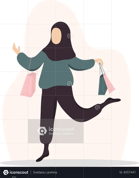 Girl with shopping bags  Illustration