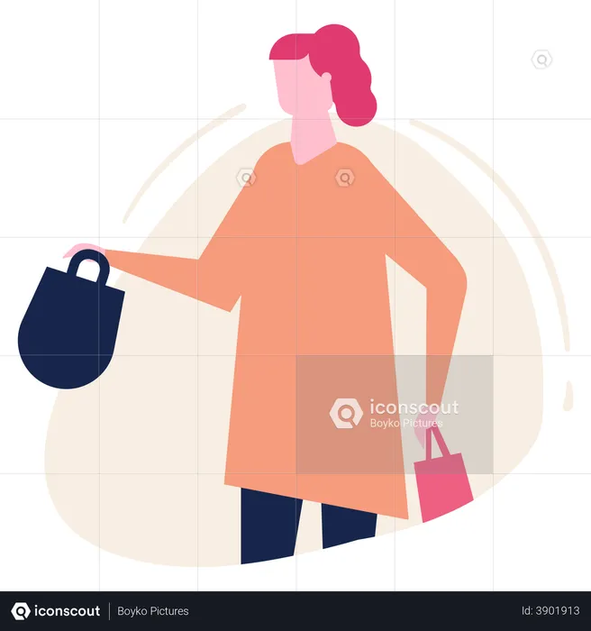 Girl with shopping bags  Illustration