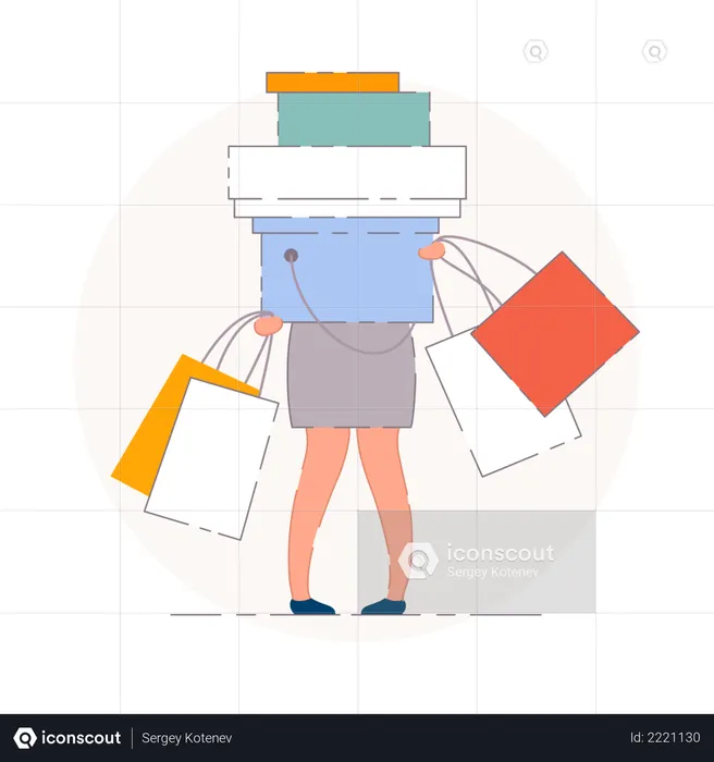 Girl with shopping bags  Illustration