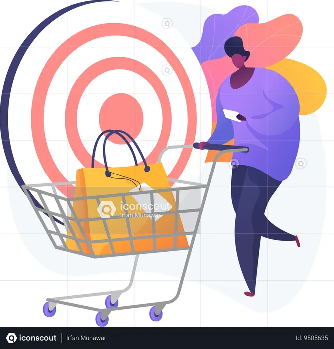 Girl with Shopping List  Illustration