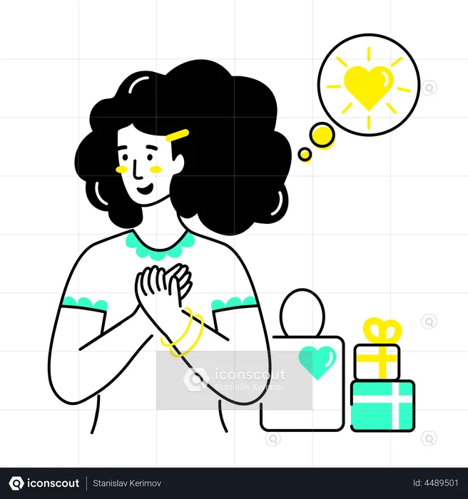 Girl with shopping Wishlist  Illustration