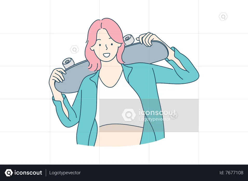 Girl with skateboard  Illustration