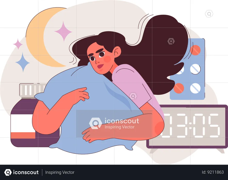 Girl with sleep disorder  Illustration