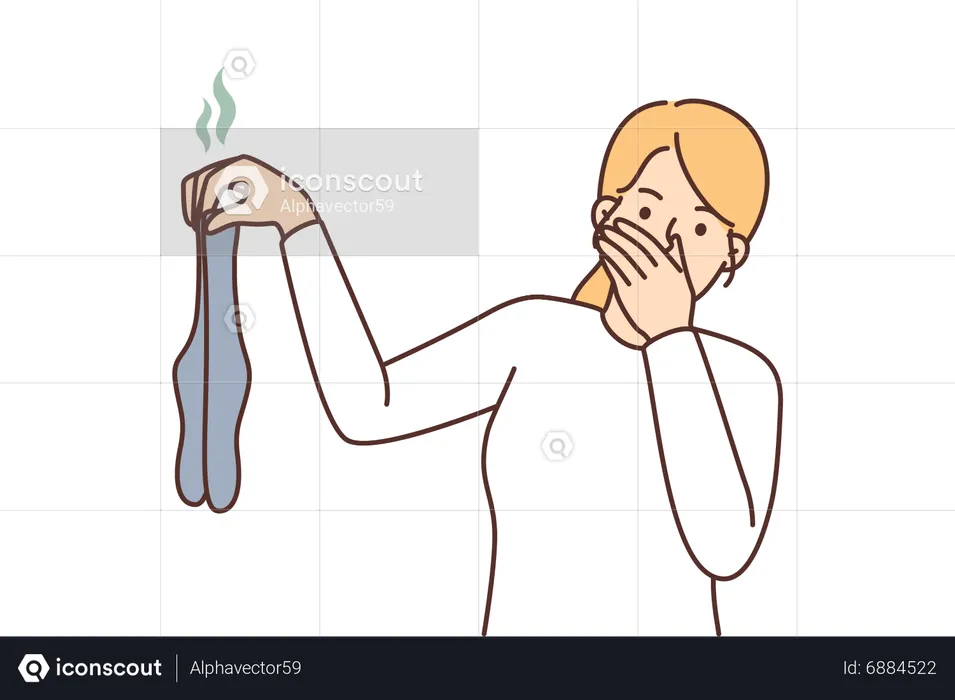 Girl with smelly socks  Illustration
