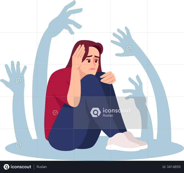 Girl with social phobia  Illustration