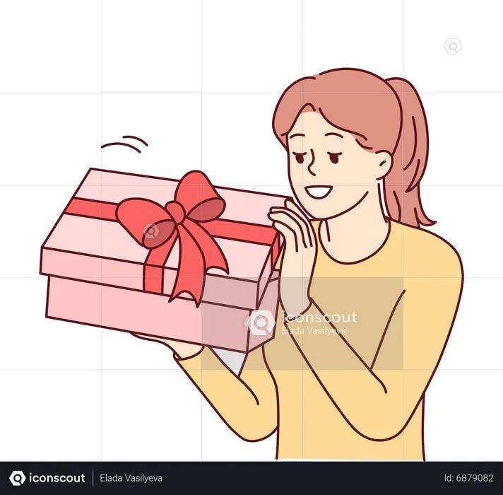 Girl with surprise gift box  Illustration