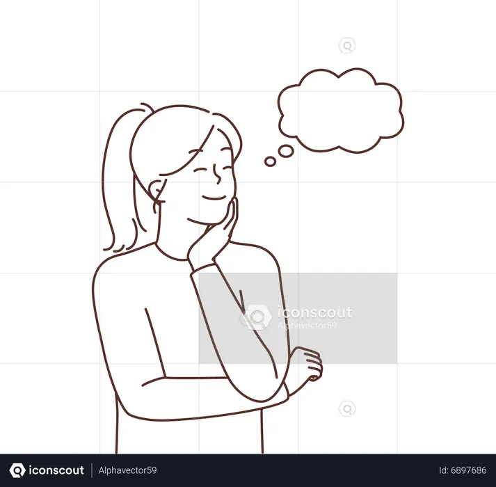 Girl with thought  Illustration