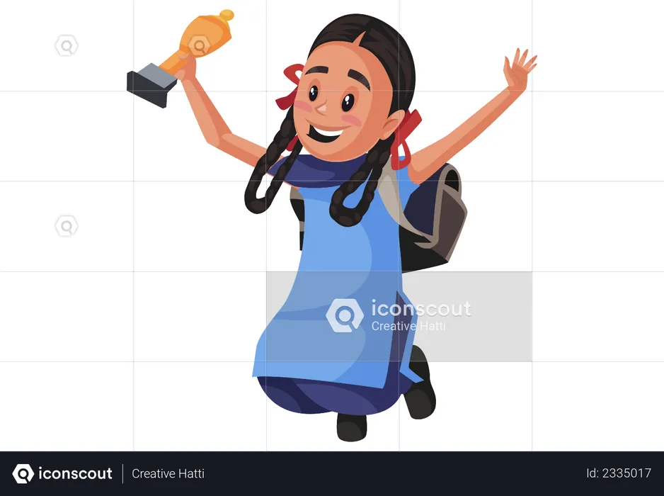 Girl with trophy  Illustration
