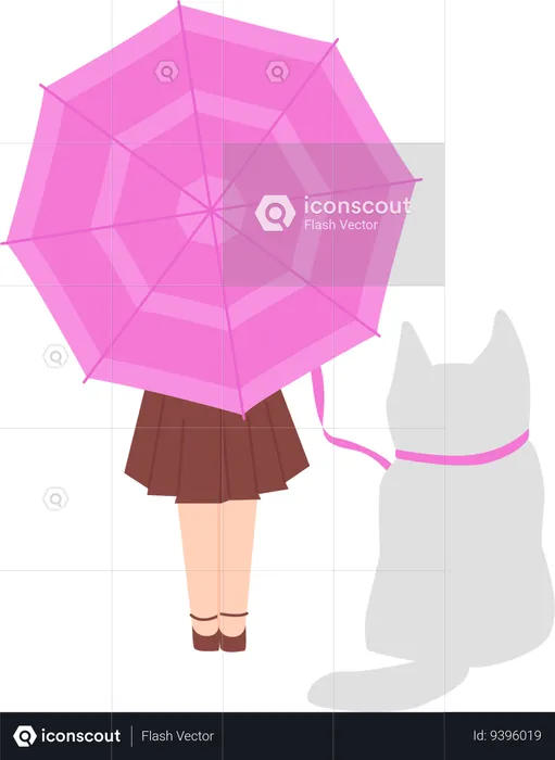 Girl With Umbrella  Illustration