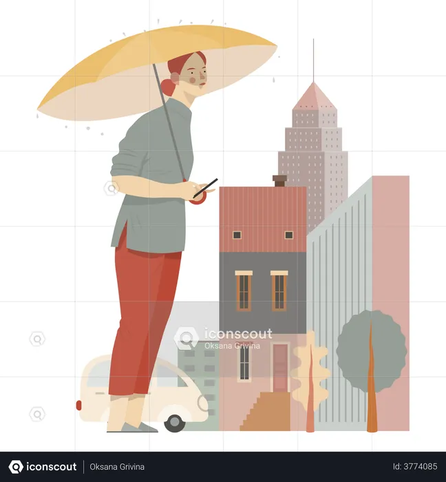 Girl with umbrella  Illustration
