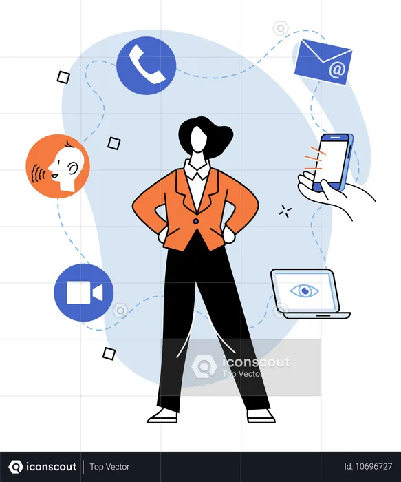 Girl with Unified communication  Illustration