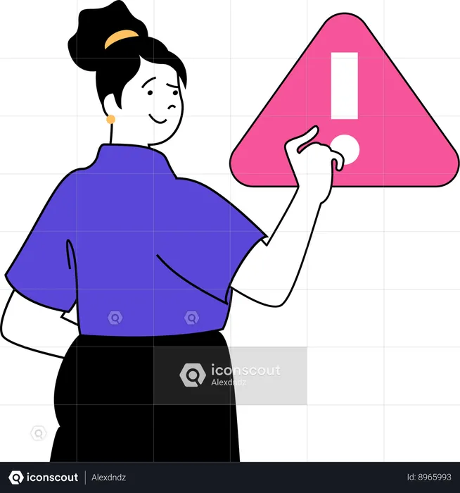 Girl with warning sign  Illustration