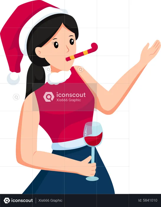 Girl with wine glass  Illustration