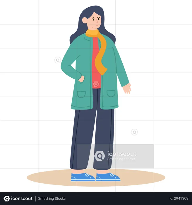 Girl with winter clothes  Illustration
