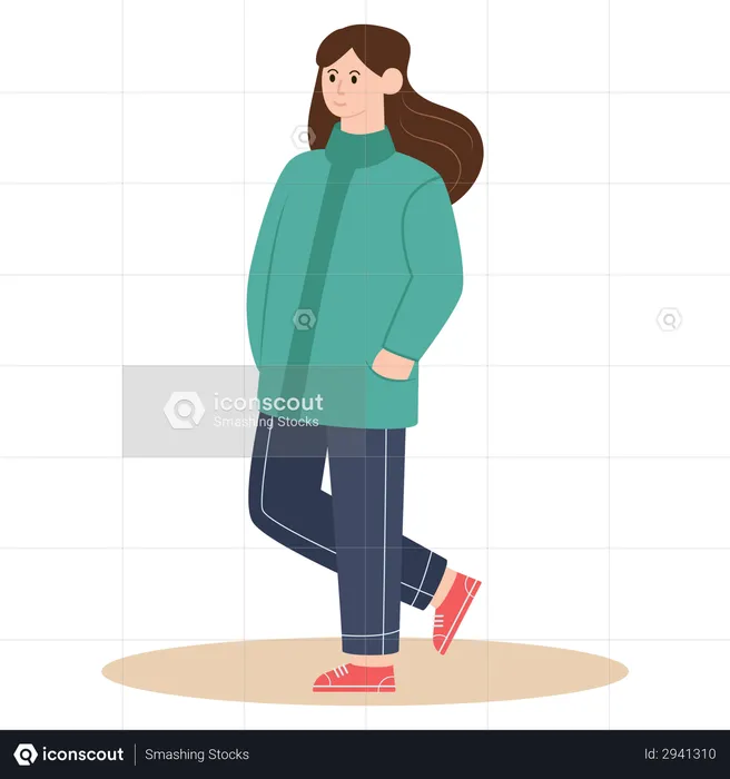 Free Vectors  Cute female student pointing (winter clothes)