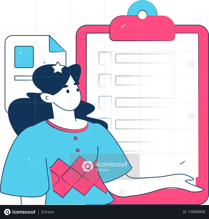 Girl with Work task list  Illustration