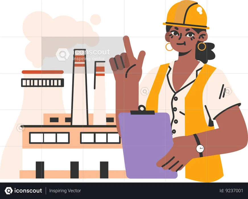 Girl working as a architect  Illustration