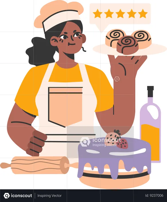 Girl working as a cake baker  Illustration