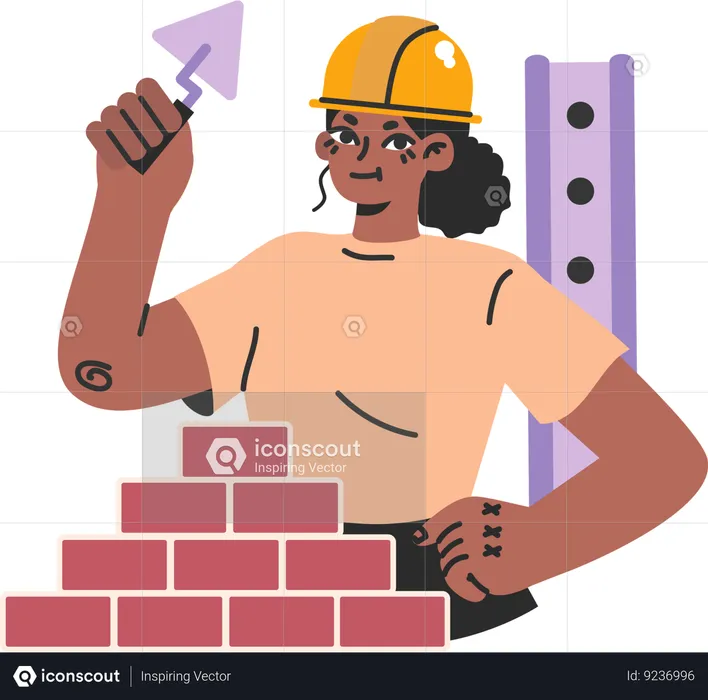Girl working as construction labor  Illustration