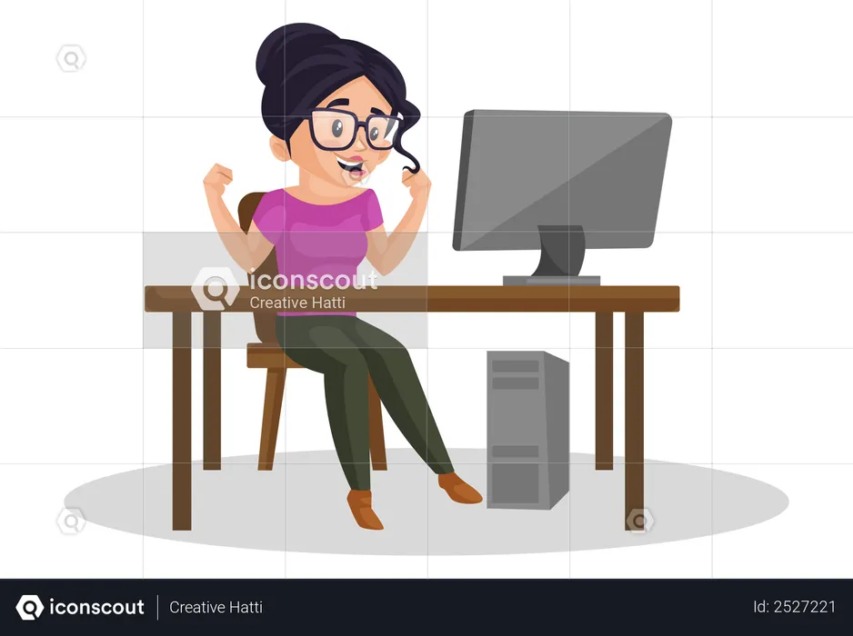 Girl working from home  Illustration