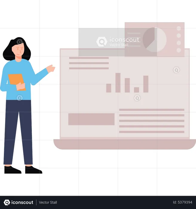 Girl working on a chart graph  Illustration