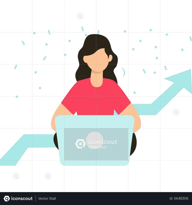 Girl working on a graph  Illustration