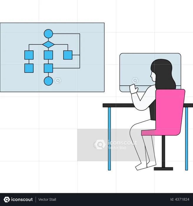 Girl Working On Algorithm Illustration - Free Download Science ...