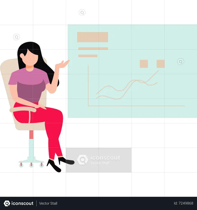 Girl working on analysis graph  Illustration