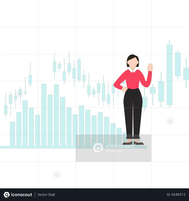 Girl working on analytical graphs  Illustration