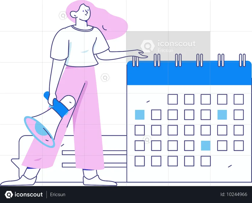 Girl working on Announcement Reminder  Illustration