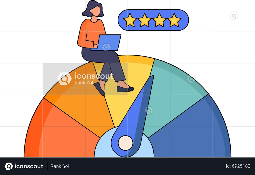 Girl working on Business Rating  Illustration