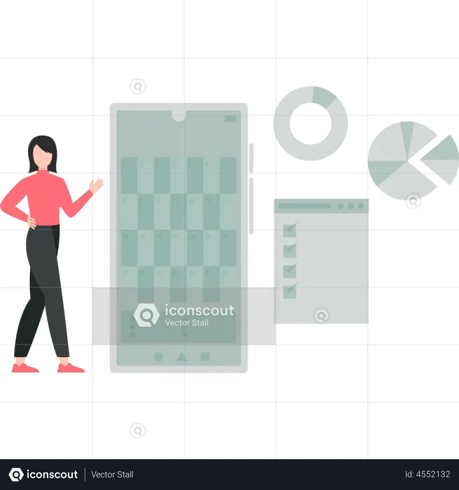 Girl working on business schedule  Illustration