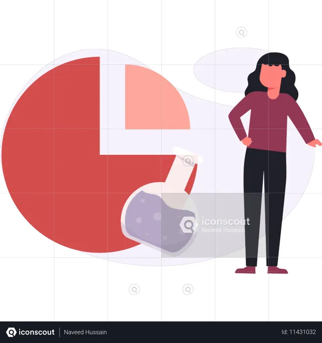 Girl  working on chemical flask  Illustration