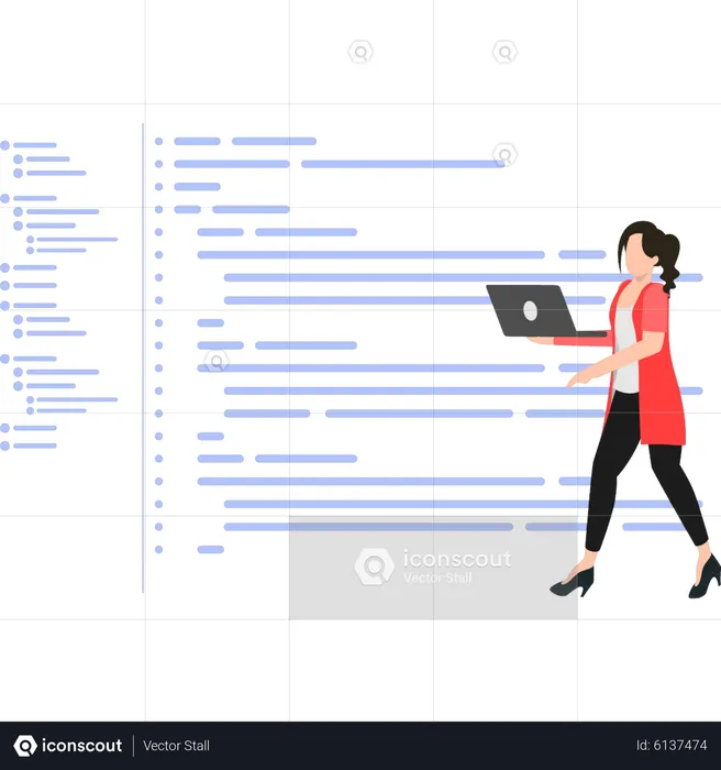 Girl working on coding  Illustration