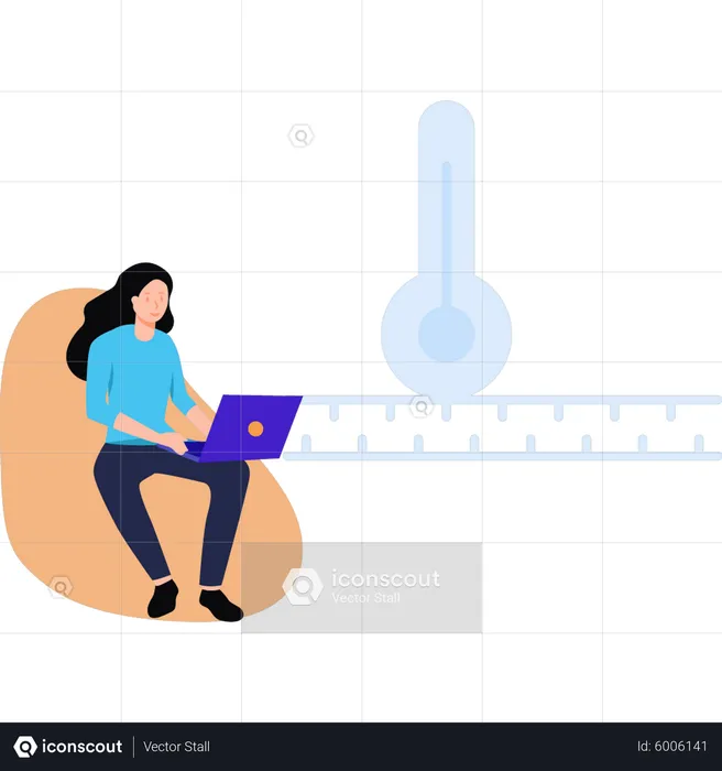 Girl working on fabric temperature  Illustration