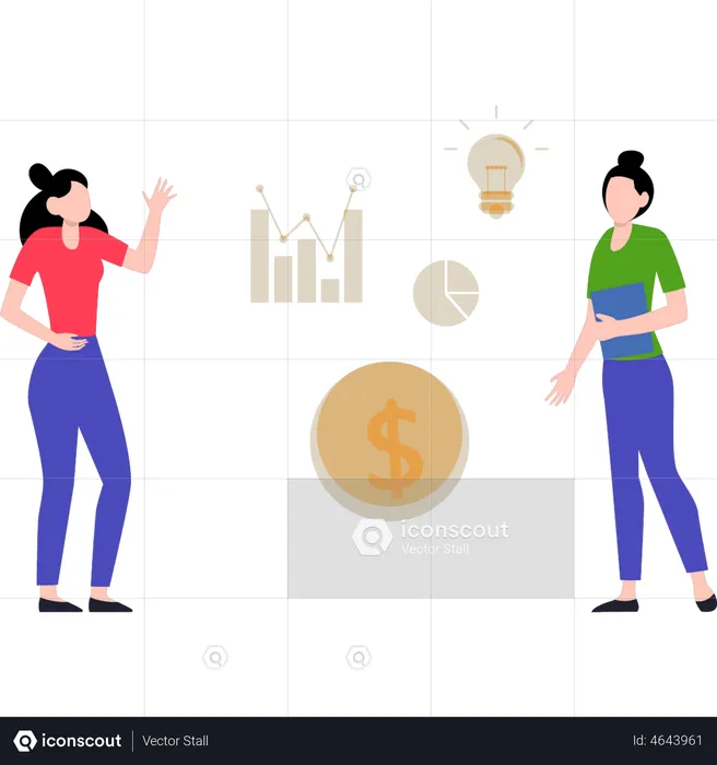 Girl working on financial idea  Illustration