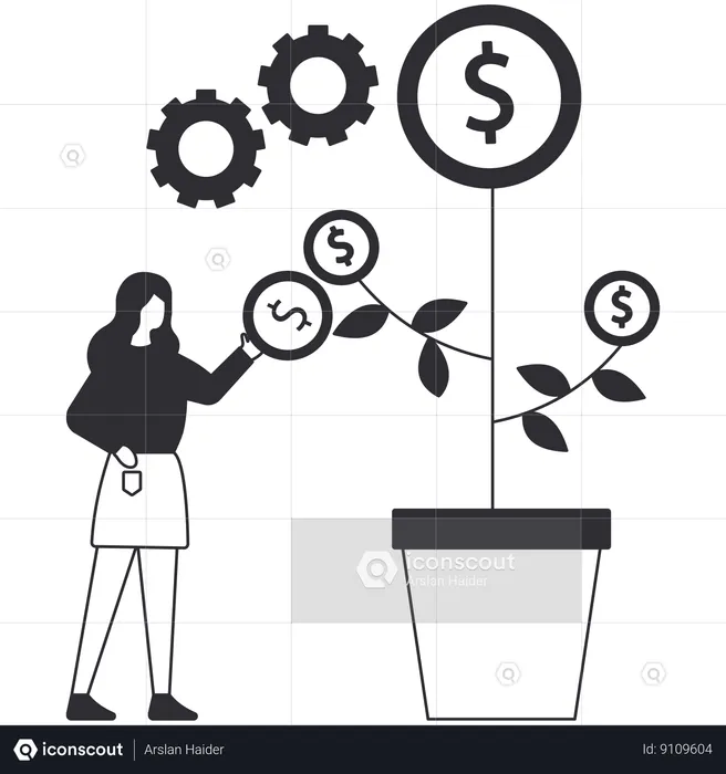 Girl working on Fundraising  Illustration