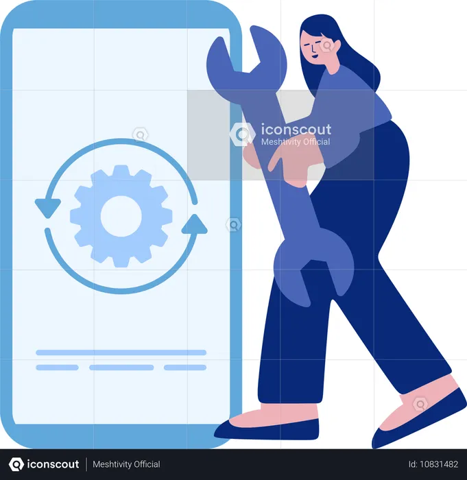 Girl working on preventive maintenance  Illustration