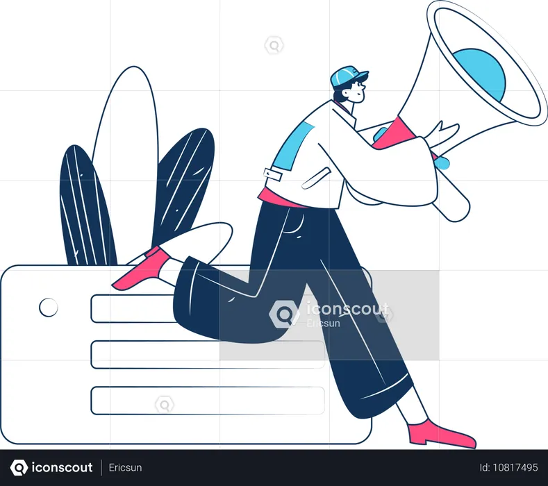 Girl working on Sale Advertisement  Illustration