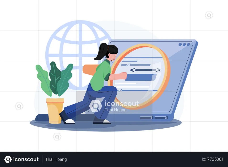 Girl working on Search Engine Optimization  Illustration