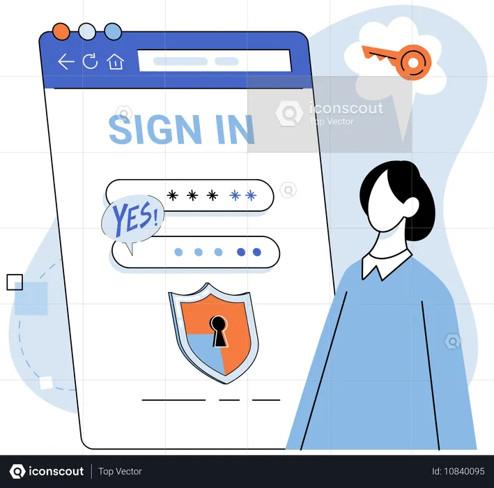 Girl working on user profile security  Illustration