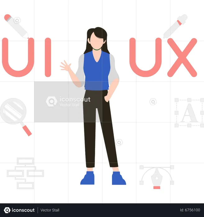 Best Premium Girl working on UX and UI Illustration download in PNG ...